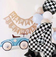 40 Inch Checkered Number Balloon 4 Black and White Race Car Birthday Balloons…