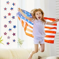 40pcs Patriotic Star Thick Gel Clings Red Blue White 4th of July Star Reusable W