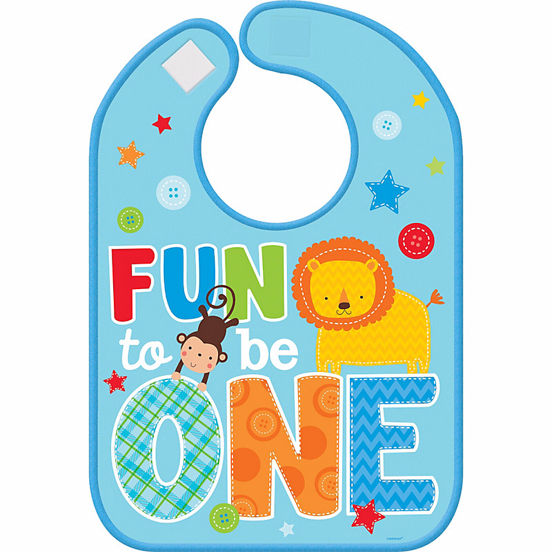 One Wild Boy Baby Bib 1st FIRST Birthday Party Supplies Fun To Be One Vinyl Bib