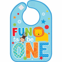 One Wild Boy Baby Bib 1st FIRST Birthday Party Supplies Fun To Be One Vinyl Bib