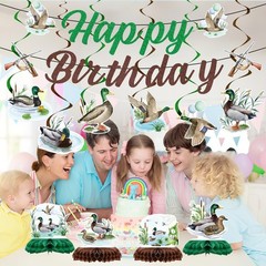 Duck Hunting Birthday Party Decorations – 18PCS One Lucky Duck Birthday Decor…
