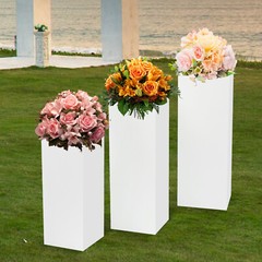 3pcs Square Wedding Centerpieces, Flower Display Rack Decorations Table Pillars
