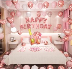 Rose Gold Happy Birthday Decorations for Women Pink Rose Gold Balloons Birthday