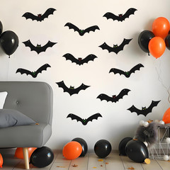 12PCS Halloween Hanging Bat Decorations with Glowing Eyes, Spooky Realistic Hall