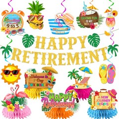 Beach Retirement Party Decorations, Aloha Retire Party Decorations includes H…
