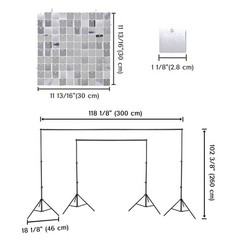 Instahibit 8.5×10 Ft Backdrop Stand w/ 72 Shimmer Wall Panels for Party Silver