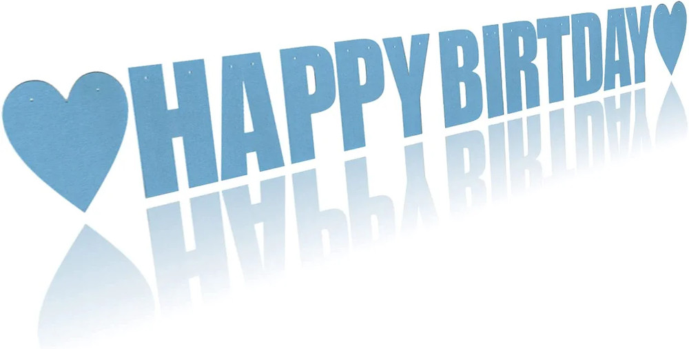 Happy Birthday Banner Party Decorations Felt Light Blue 7ft long 7.5″ Hight
