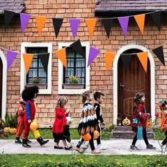 165Ft Halloween Pennant Banner Triangle Flags Halloween Party Hanging Decor