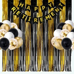 Black and Gold Party Streamers Decoration – GREATRIL Foil Fringe Backdrop for…
