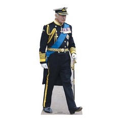 King Charles III Mini Cardboard Cutout Marching Uniform Coronation Standee