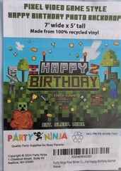 Minecraft Party Supplies Lot/Bundle 1 Backdrop, 2pk Balloons, Wrapping Paper.