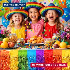 OHOME Cinco De Mayo Decorations – 2 Pack Table Skirts for Fiesta Party Decoratio