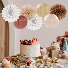 Boho Baby-Shower Party-Decorations Streamers-Lanterns – 14pcs White Brown Cha…