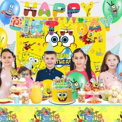 SpongeBob Party Decorations 99 Pcs SpongeBob Birthday Balloons Backdrop Plates