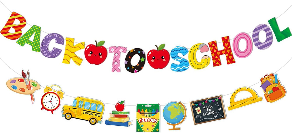 Back to School Banner Decorations Pre-Strung Happy First Day of School Classroom