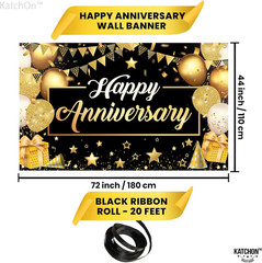 , Xtralarge Happy Anniversary Banner – 72X44 Inch | Banner Backdrop for Happy An