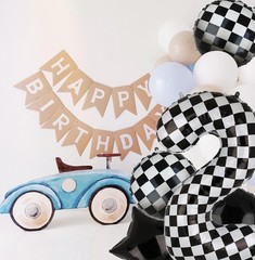 40 Inch Checkered Number Balloon 2 Black and White Two Fast Race Car Birthday…