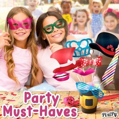 Photo Booth Props Multicolor Kit Selfie Party Accessories Mustaches, Hats, Lips