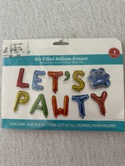 Pet Party ‘Let’s Pawty’ Balloon Banner (10 x 20″ Balloons) BRAND NEW UNOPENED