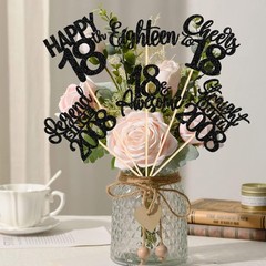 12 PCS Happy 18th Birthday Centerpiece Stick 2008 Table Decor Supply Black