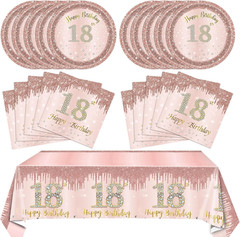 41Pcs 18Th Birthday Decorations for Girls Her,Awesome since 2008 Birthday Tablew
