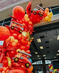 Fire Balloon Garland Arch Kit, 144pcs Red Yellow Chrome Gold Balloons with Fi…