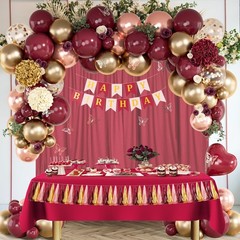 Burgundy Birthday Party Decorations with Happy Birthday Banner Tissue Tassels…