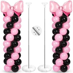 2 Sets Adjustable Black Pink Bow Balloon Column Stand Kit Include 143 Pcs Bla…