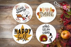 Snoopy Thanksgiving Table Decor Coasters-Fall Thankful Coasters Set of 4