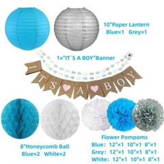 34 PCS Baby Shower Decorations for Boy Baby Shower Décor Boys Complete Premium