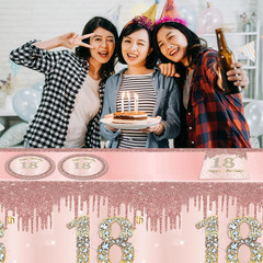 41Pcs 18Th Birthday Decorations for Girls Her,Awesome since 2008 Birthday Tablew