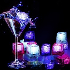 24x Waterproof Light Up LED Ice Cubes for Drinks Party Glowing Flashing Ice Cube