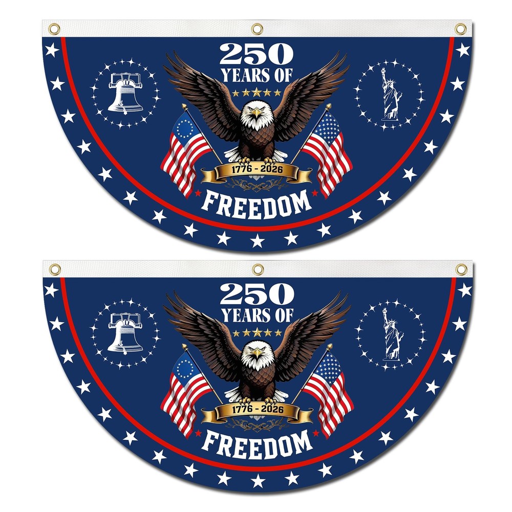 2Pack 250th Anniversary Half Round Fan Flag 1.5X3Ft 17762026 Patriotic Decora…