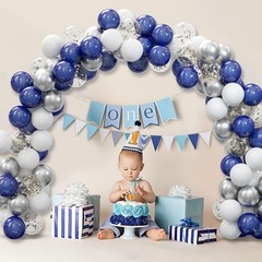 OuMuaMua 62pcs Silver Navy Blue Balloons Kit 12 Inches Silver Blue Party Dec…
