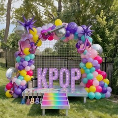 K-Pop Music Balloons Arch Kit, 119Pcs Pastel Hot Pink Royal Purple Teal Yello…
