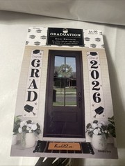 Black & White Graduation Door Banners Decorations Class of 2026 Congrats New
