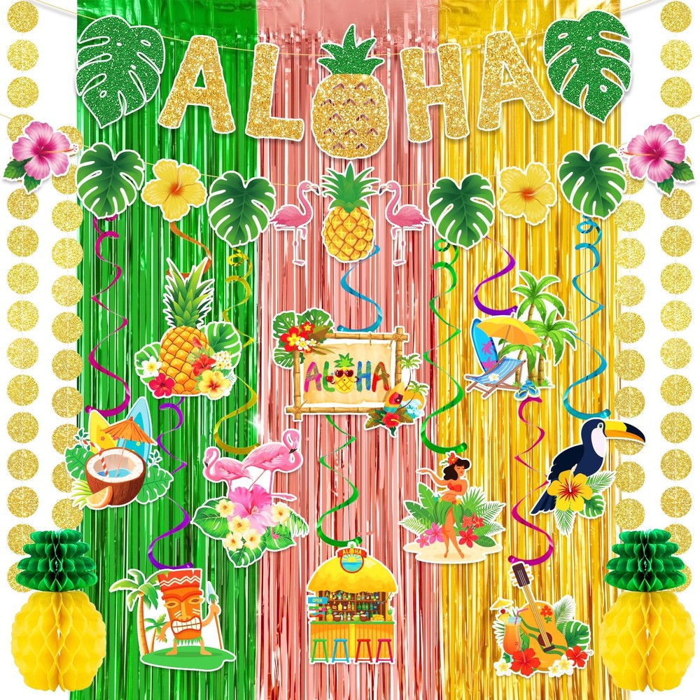 Hawaiian Party Decorations, Luau Party Decorations Include Hawaiian Themed Ba…