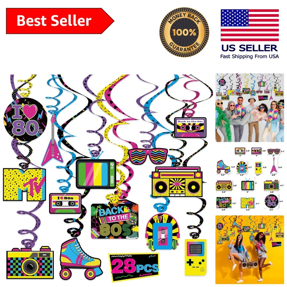 Vibrant 28PCS 80s Hanging Swirls for Birthday and Bachelorette Parties