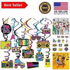 Vibrant 28PCS 80s Hanging Swirls for Birthday and Bachelorette Parties