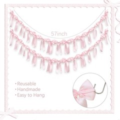 2pcs Pink Bow Garland Birthday Decorations Baby Shower Banner