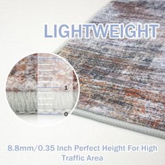 IOHOUZE Abstract Runner Rug 2×5 Ft 2′ x 5′ (Runner), Orange/Brown/Grey