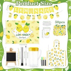 Lemonade Stand Supplies 100 Pcs Lemonade Cups with Lids and Straws Kids Lemon