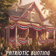 4 Pcs Vintage Tea-Stained Bunting American Flag with Star 250th Anniversary P…