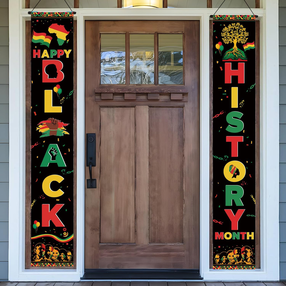 Black History Month Decorations, 2Pcs Happy Black History Month Banner African A