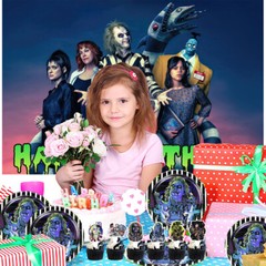 Beetlejuice Party Supplies Set Plates Balloons Cake Toppers Banner Tablecloth