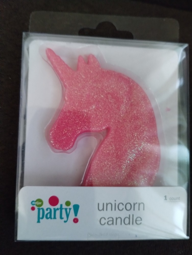 Birthday Unicorn Pink Glitter Candle New Free Shipping