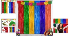 2 Count Rainbow Fringe Curtains – Stunning Metallic Tinsel for Festive Parties