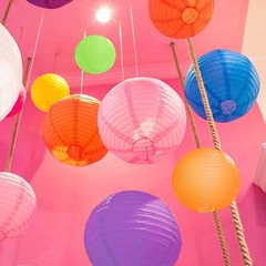 20pcs Chinese Round Lanterns Assorted Colours and Sizes Paper Lampshades