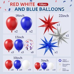 Red White and Blue Balloons Garland Arch Kit, 5 10 12 18 inch Red White Blue …