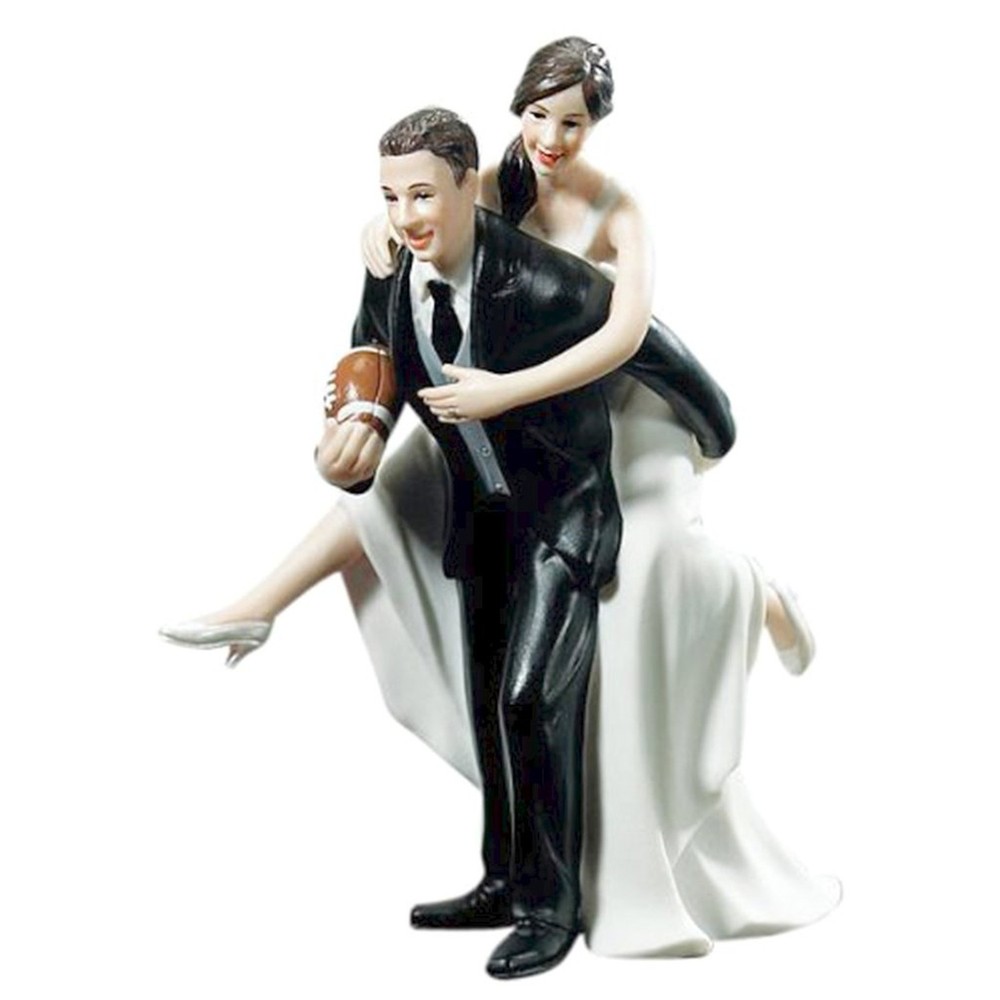 WEDDINGSTAR Playful Football Piggy Back Bride and Groom Figurine Cake Topper …